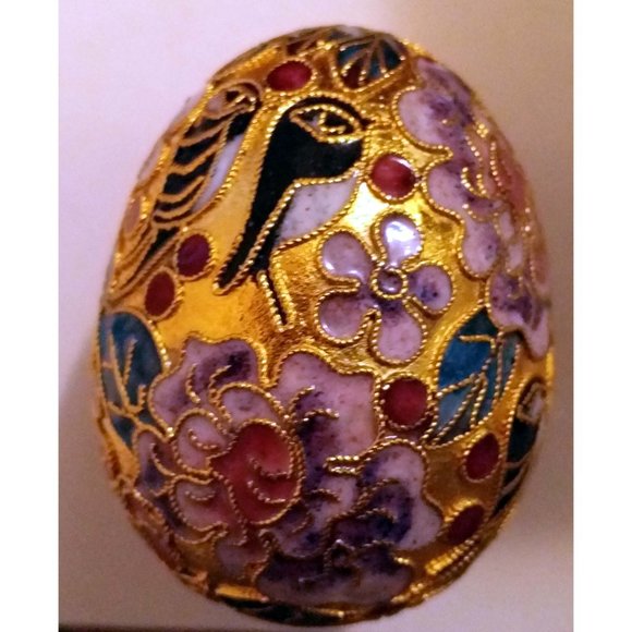Cloisonné Egg Enamel ornament with Chinese design inside Egg Shell - 2 pieces - Picture 7 of 14